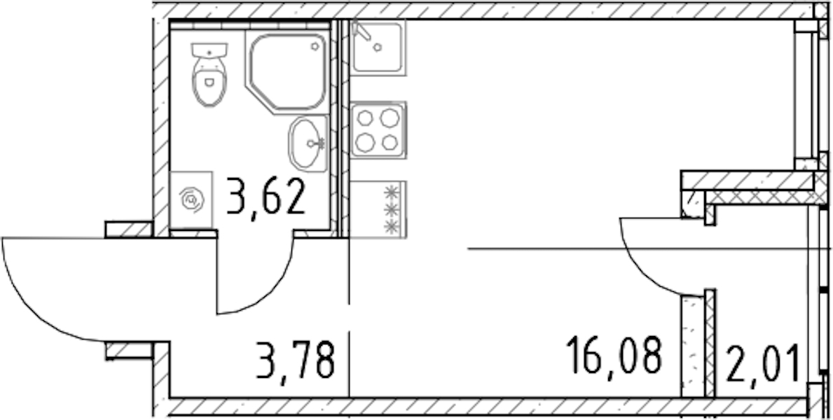 Квартира студия 23.48 м², 23/23 эт., ЖК «Город Первых»